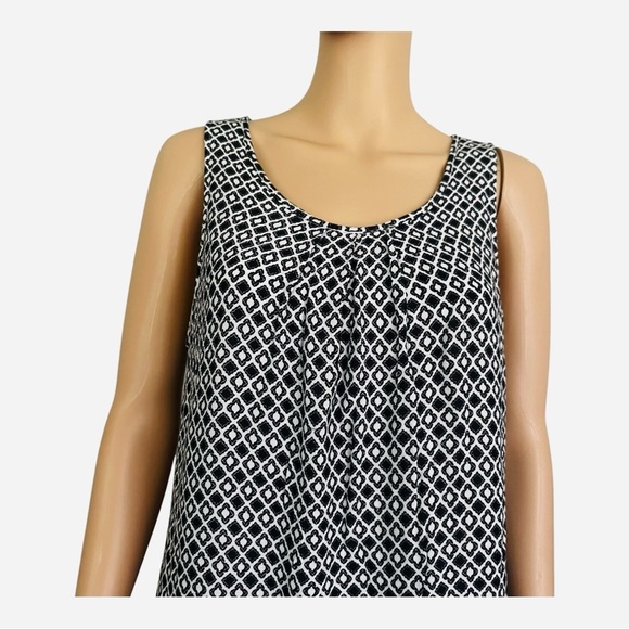 Crescent casual flowy border mosaic swing dress M sleeveless ruched lining - Picture 2 of 15